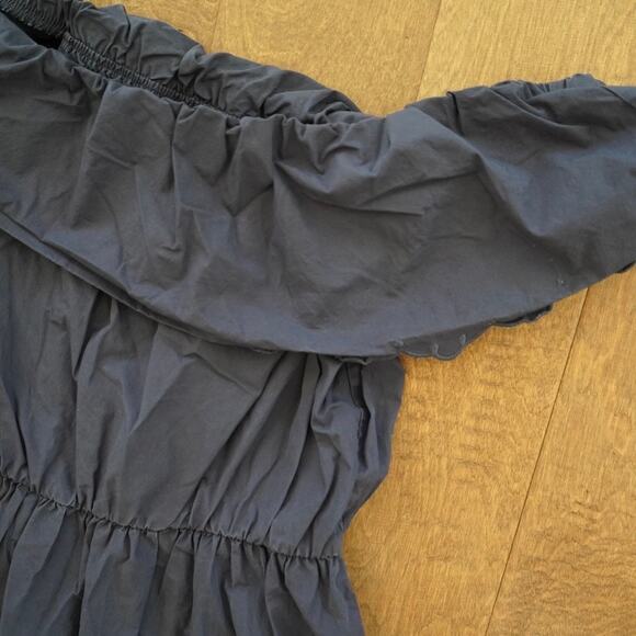 Saks Fifth Avenue Strapless Tiered Ruffles Dress Navy Womens Size Large - Picture 4 of 7